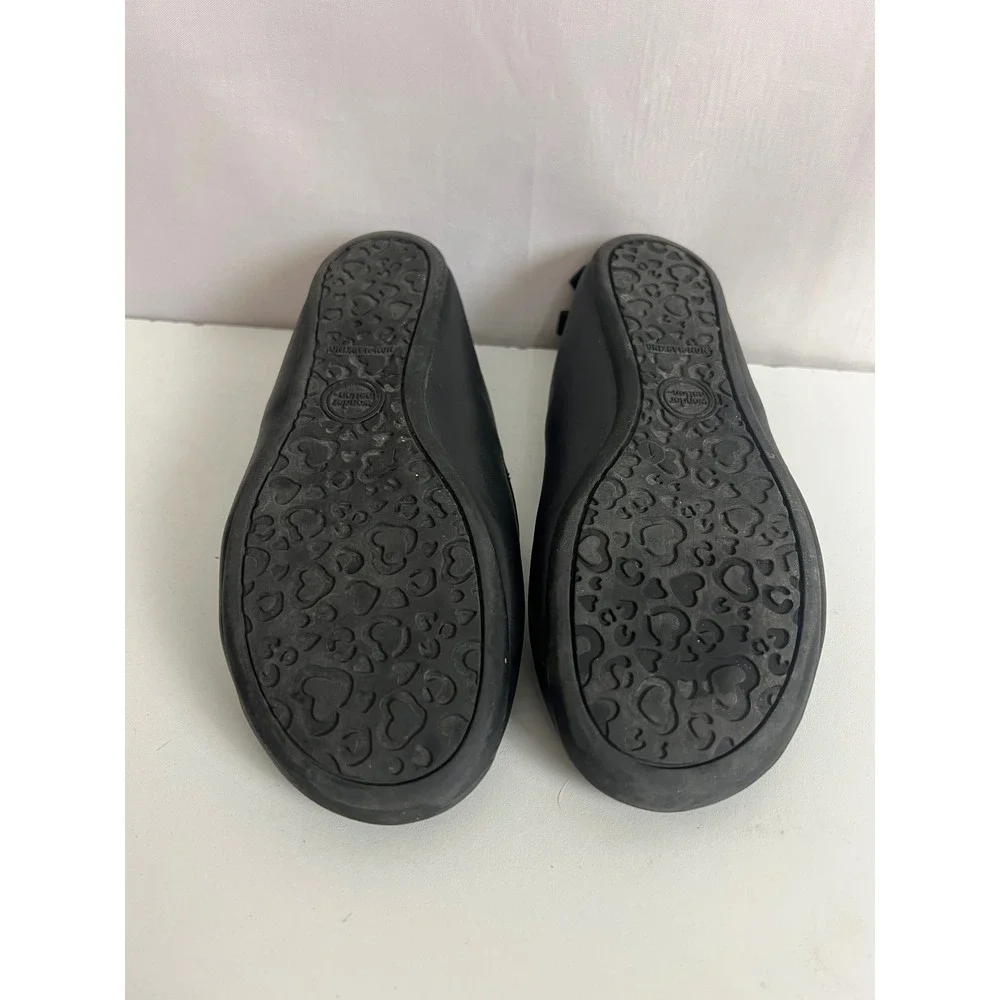Wonder Nation Girls Black Ballet Flats Memory Foam Bow Back Shoes Size 1